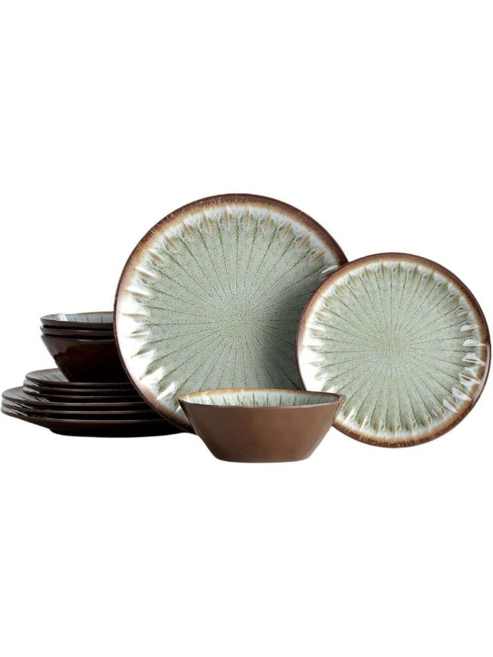 12-Piece Melamine Dinnerware Set for 4 - Lightweight, Unbreakable, Outdoor Use